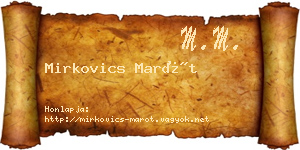 Mirkovics Marót névjegykártya
